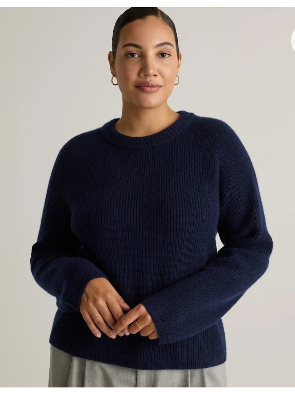 QUINCE CASHMERE FISHERMAN SWEATER IN TRUE NAVY